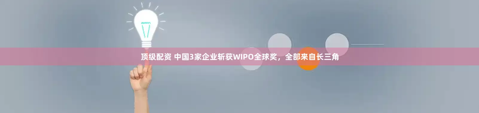顶级配资 中国3家企业斩获WIPO全球奖，全部来自长三角